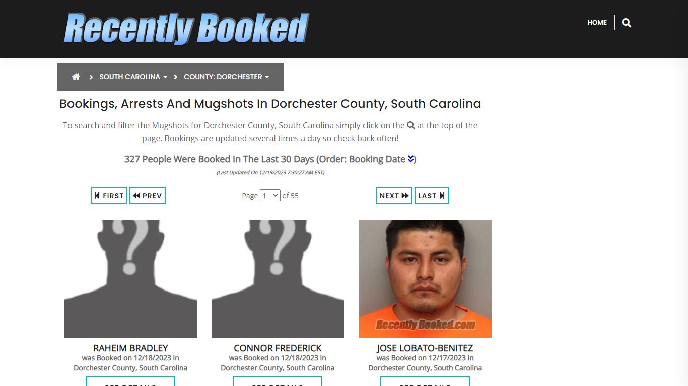 Bookings, Arrests and Mugshots in Dorchester County, South Carolina